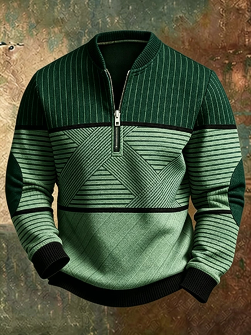 Chandail à demi-glissière géométrique pour homme