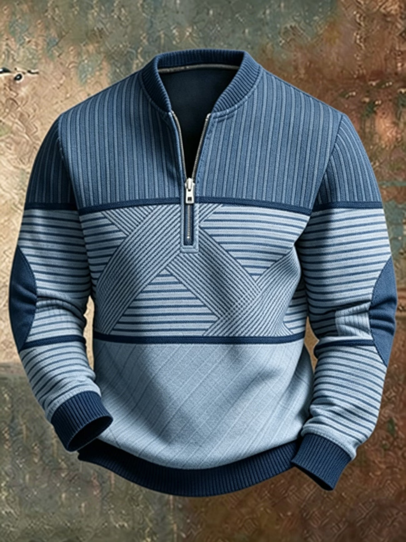 Chandail à demi-glissière géométrique pour homme