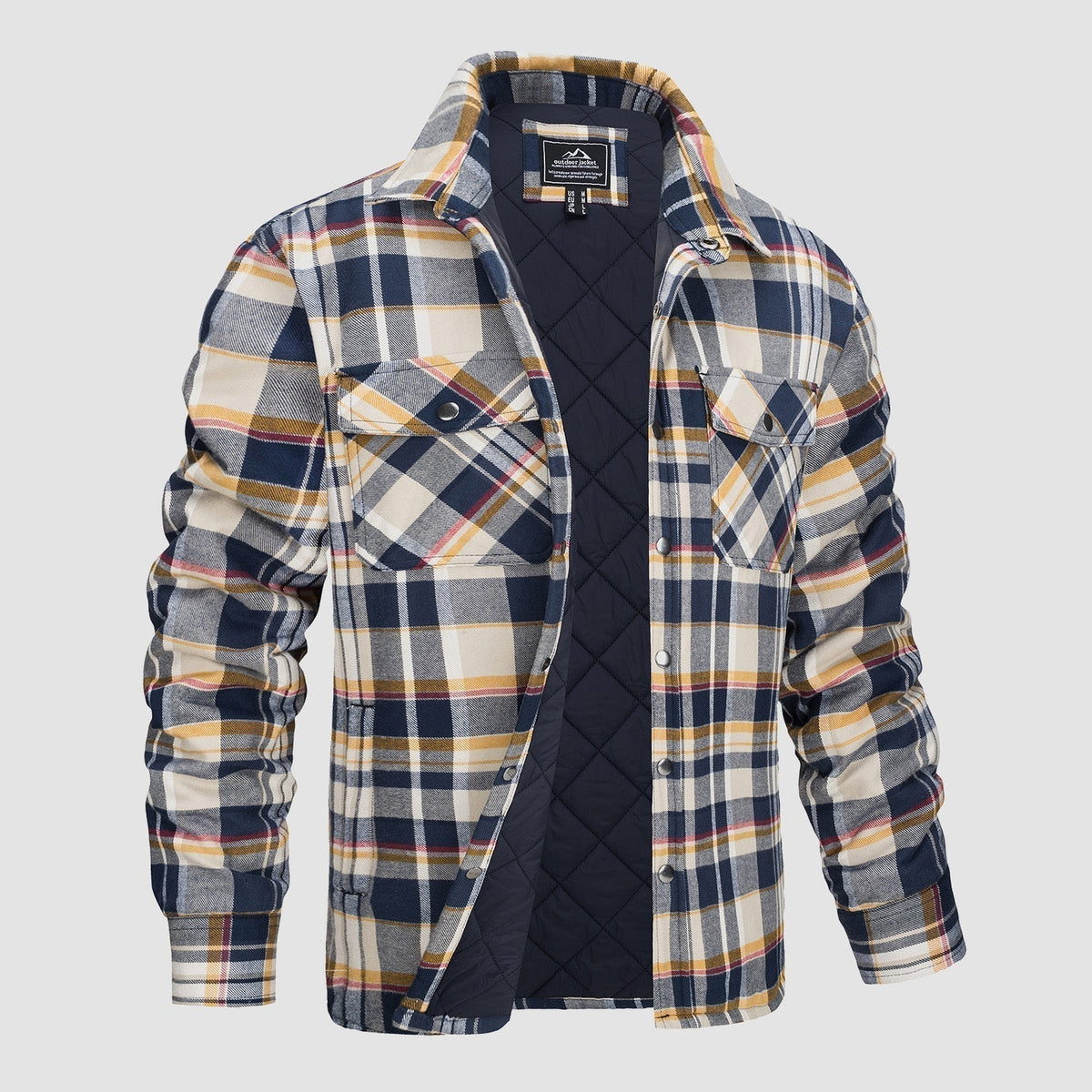 Douglas™ | Quilt-Lined Plaid Flannel Bomber Jacket