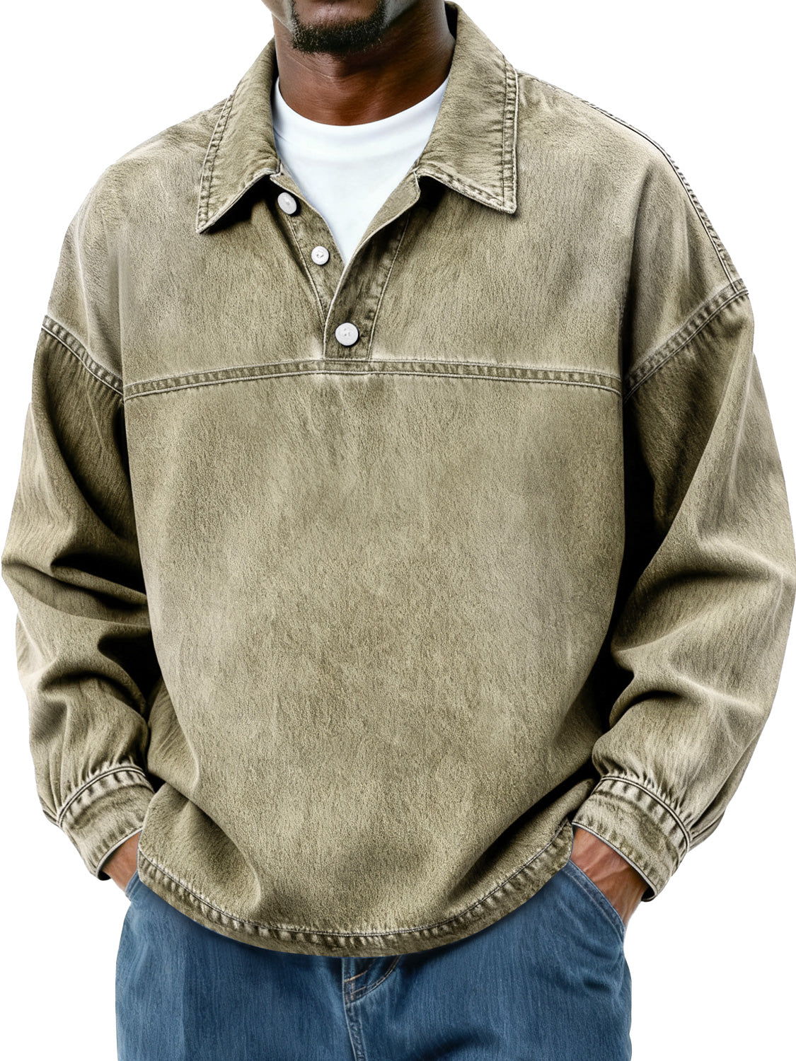 Men's Retro-Inspired Button-Down Polo Shirt