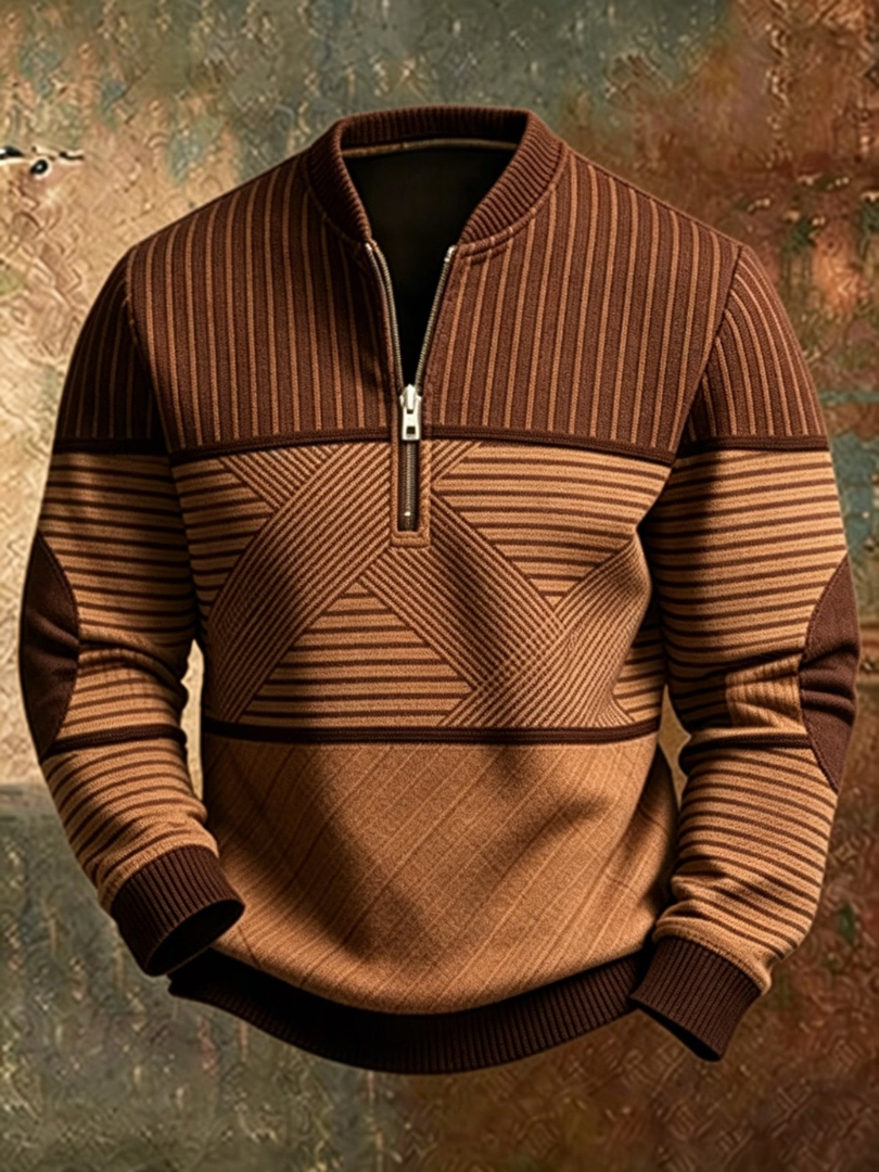 Chandail à demi-glissière géométrique pour homme