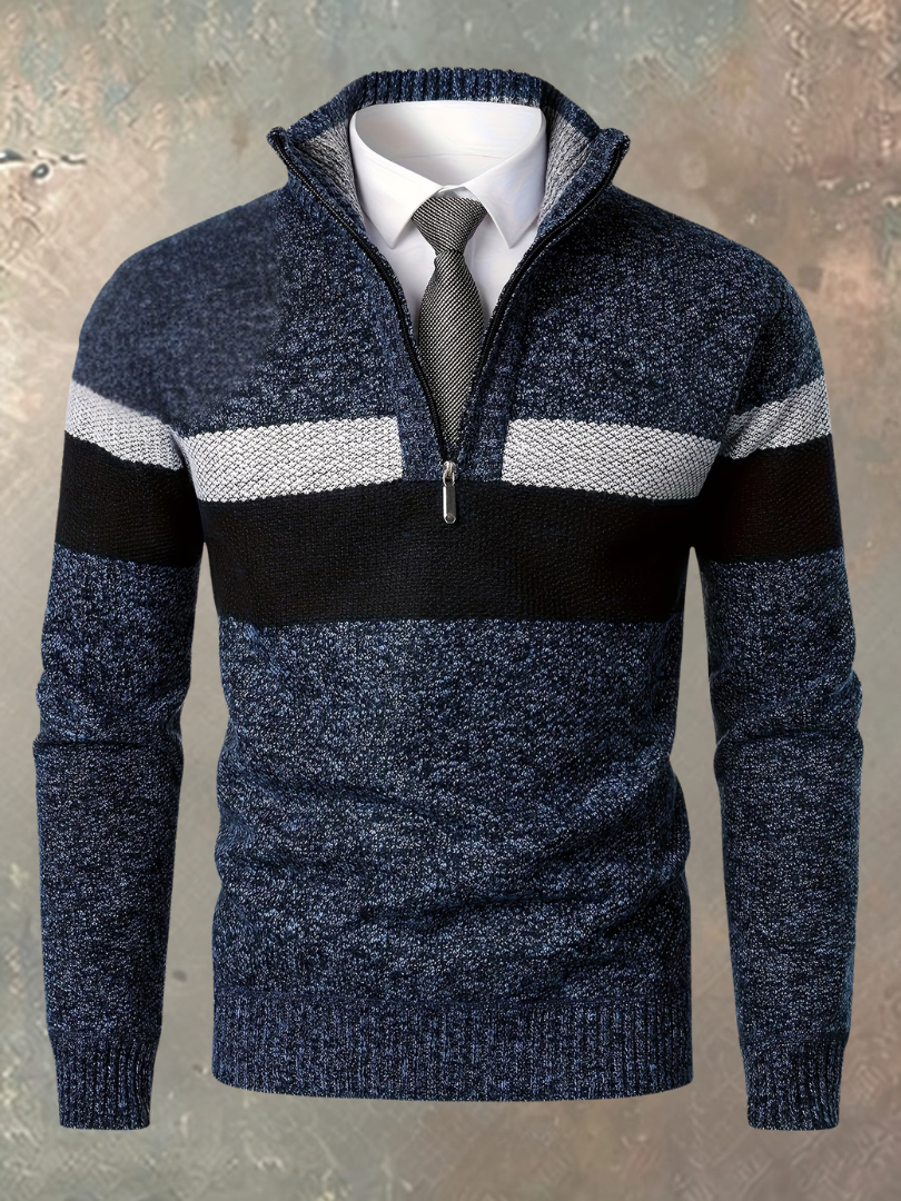 Chandail pour homme à demi-glissière et à blocs de couleurs