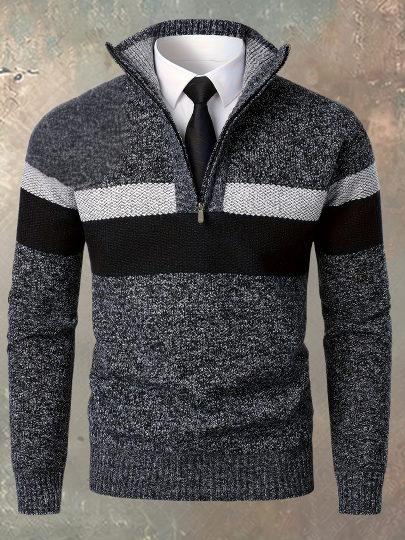 Chandail pour homme à demi-glissière et à blocs de couleurs