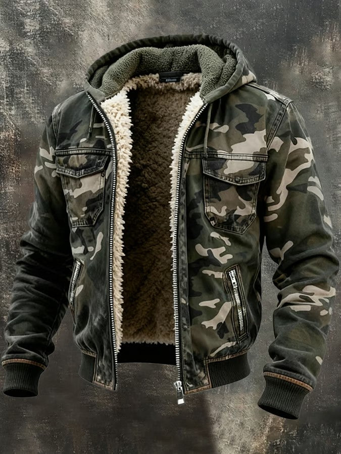 Men's Insulated Camouflage Hooded Jacket