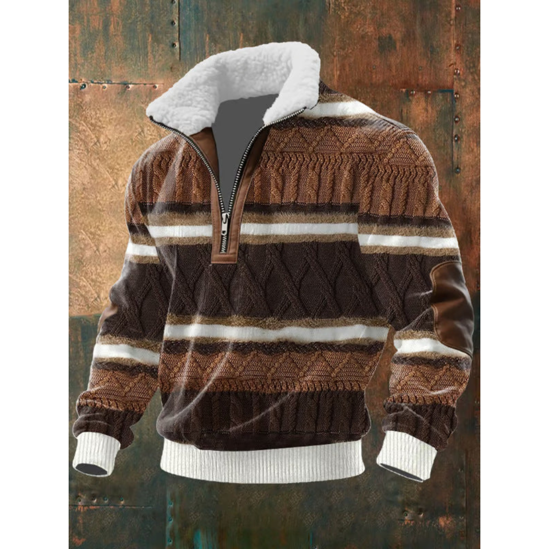 Men's Fleece Zip-Up Mock Neck Sweater