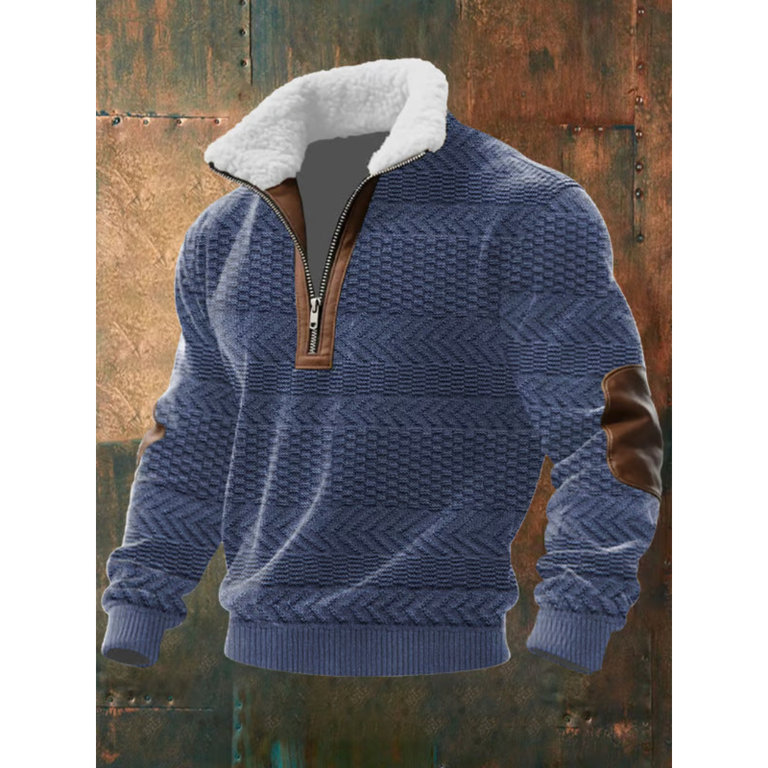 Men's Fleece Zip-Up Mock Neck Sweater