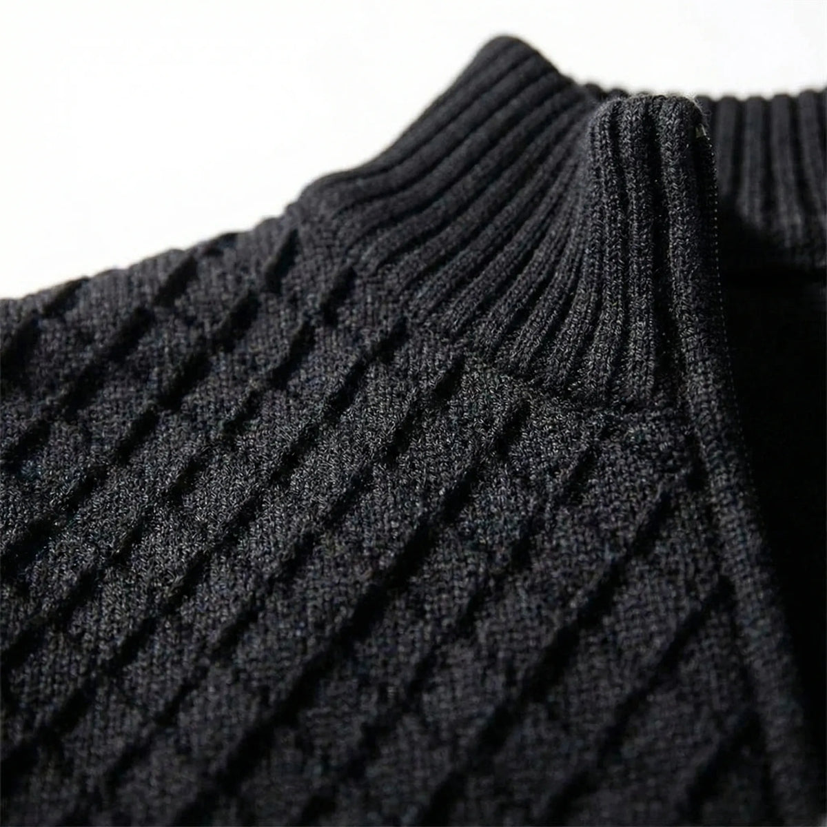 Men's High-Collar Zip-Up Knit Cardigan