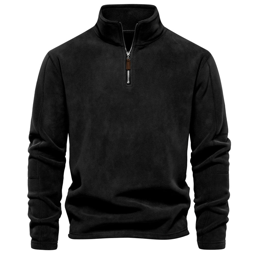 Men's Fleece Quarter-Zip Mock Neck Sweater