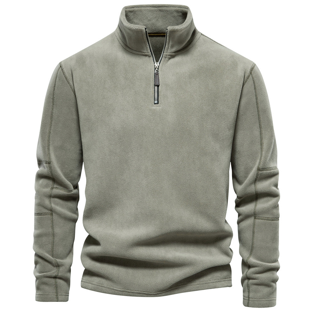 Men's Fleece Quarter-Zip Mock Neck Sweater