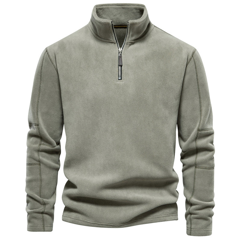 Chandail polaire pour homme à quart de zip et col montant