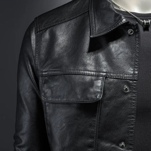 Blouson de motard en cuir classique pour homme
