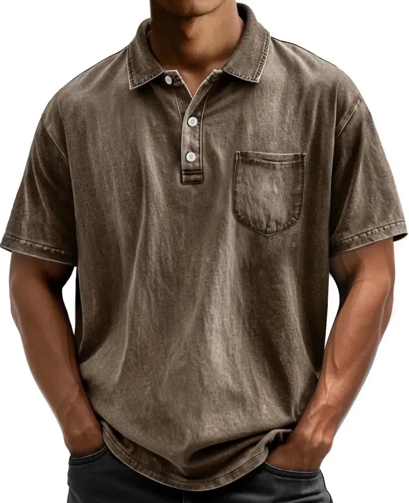 Men's Vintage Button-Up Polo Shirt