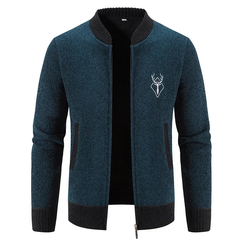 Men's Knitted Vest with Deer Embroidery