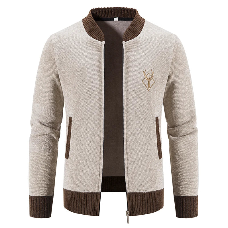 Men's Knitted Vest with Deer Embroidery