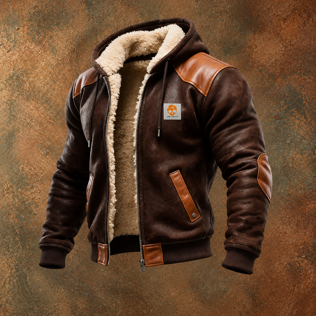 Men's Winter Jacket with Leather Details