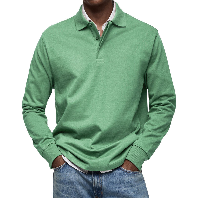 Men's Long-Sleeve Casual Polo Shirt
