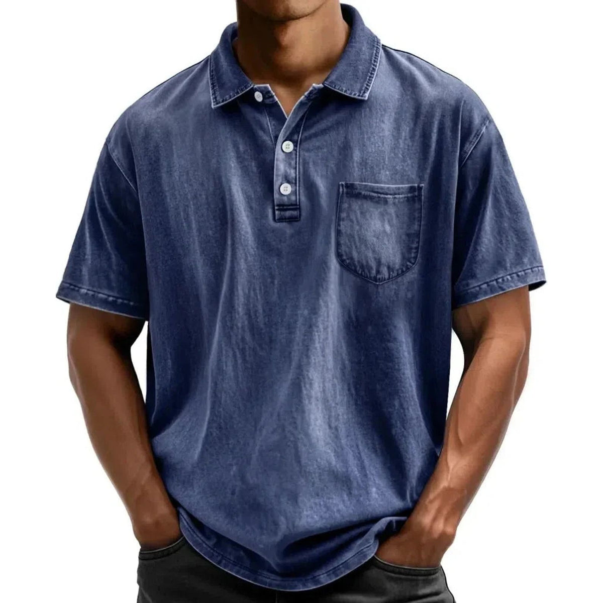 Men's Vintage Button-Up Polo Shirt
