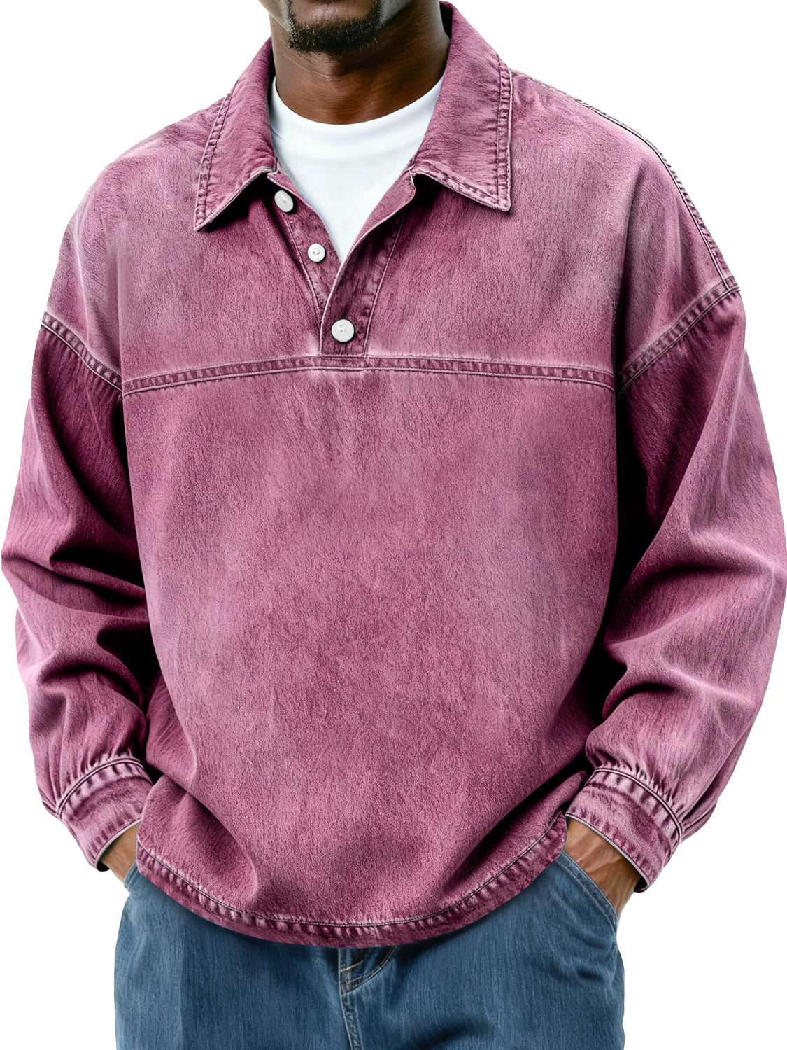 Men's Retro-Inspired Button-Down Polo Shirt
