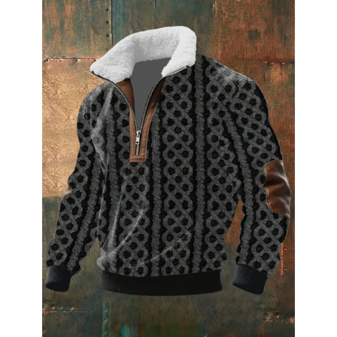 Men's Fleece Zip-Up Mock Neck Sweater