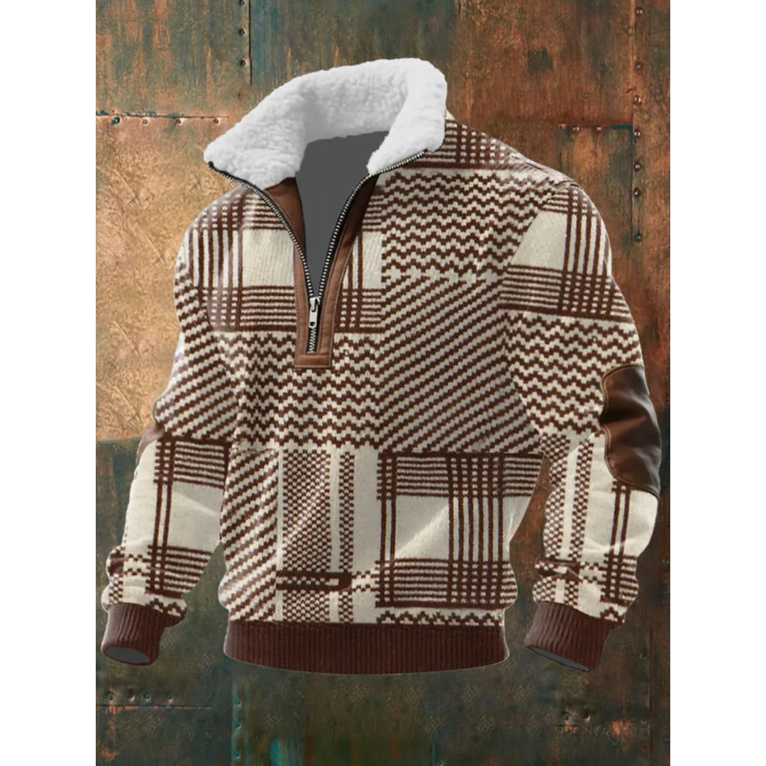 Men's Fleece Zip-Up Mock Neck Sweater