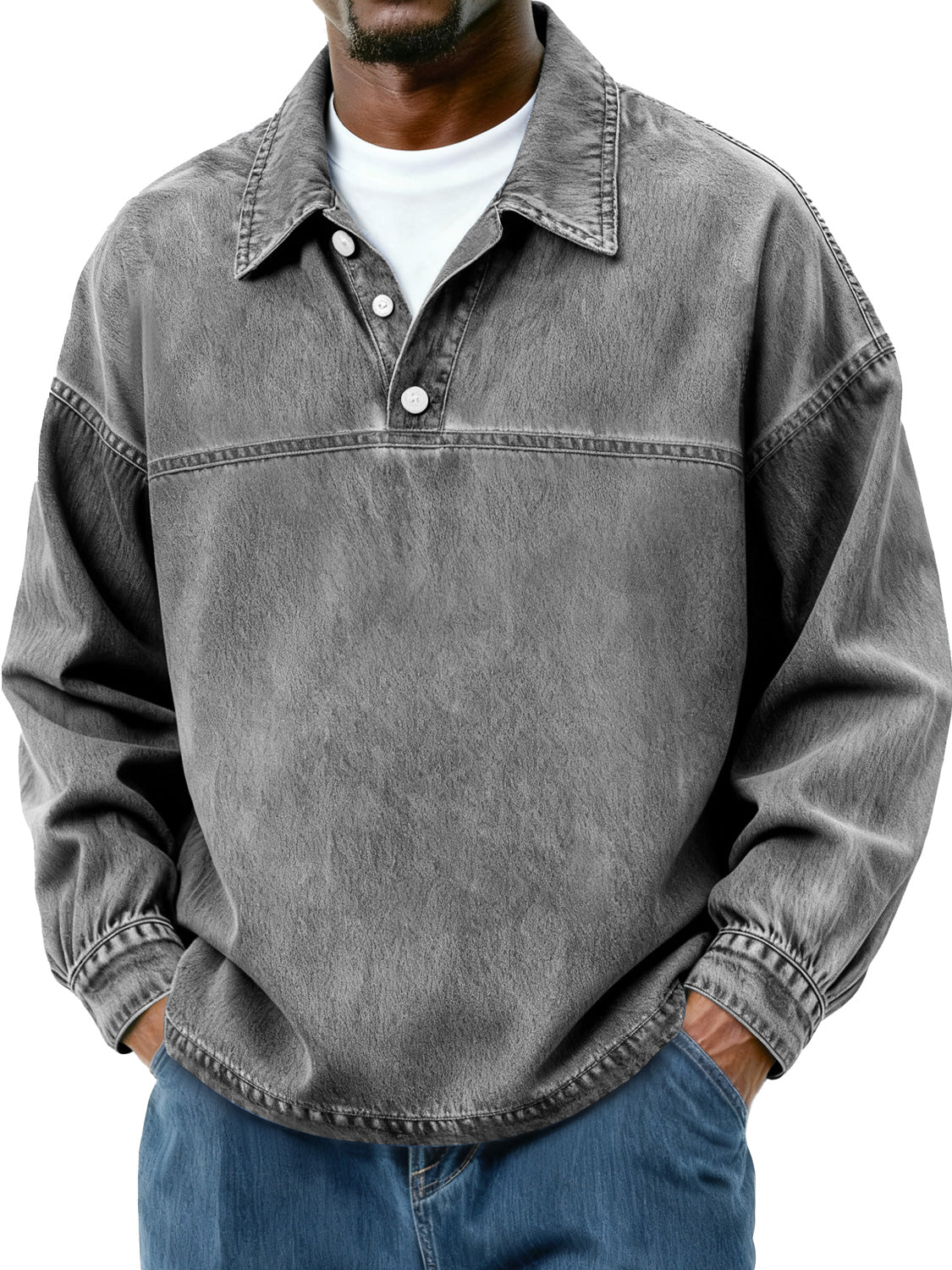 Men's Retro-Inspired Button-Down Polo Shirt