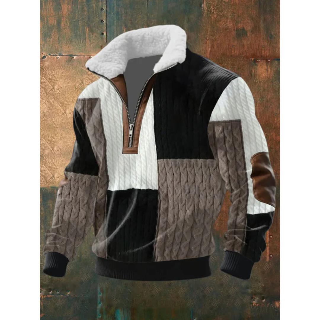 Men's Fleece Zip-Up Mock Neck Sweater