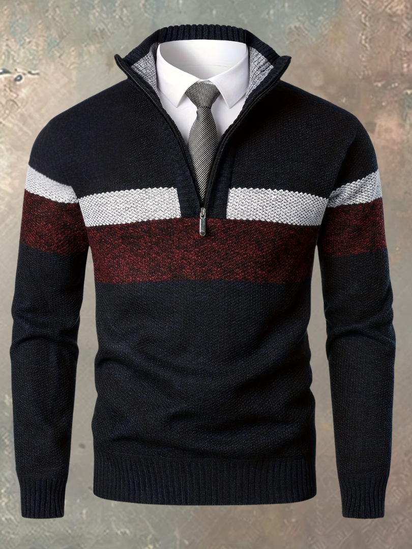 Chandail pour homme à demi-glissière et à blocs de couleurs