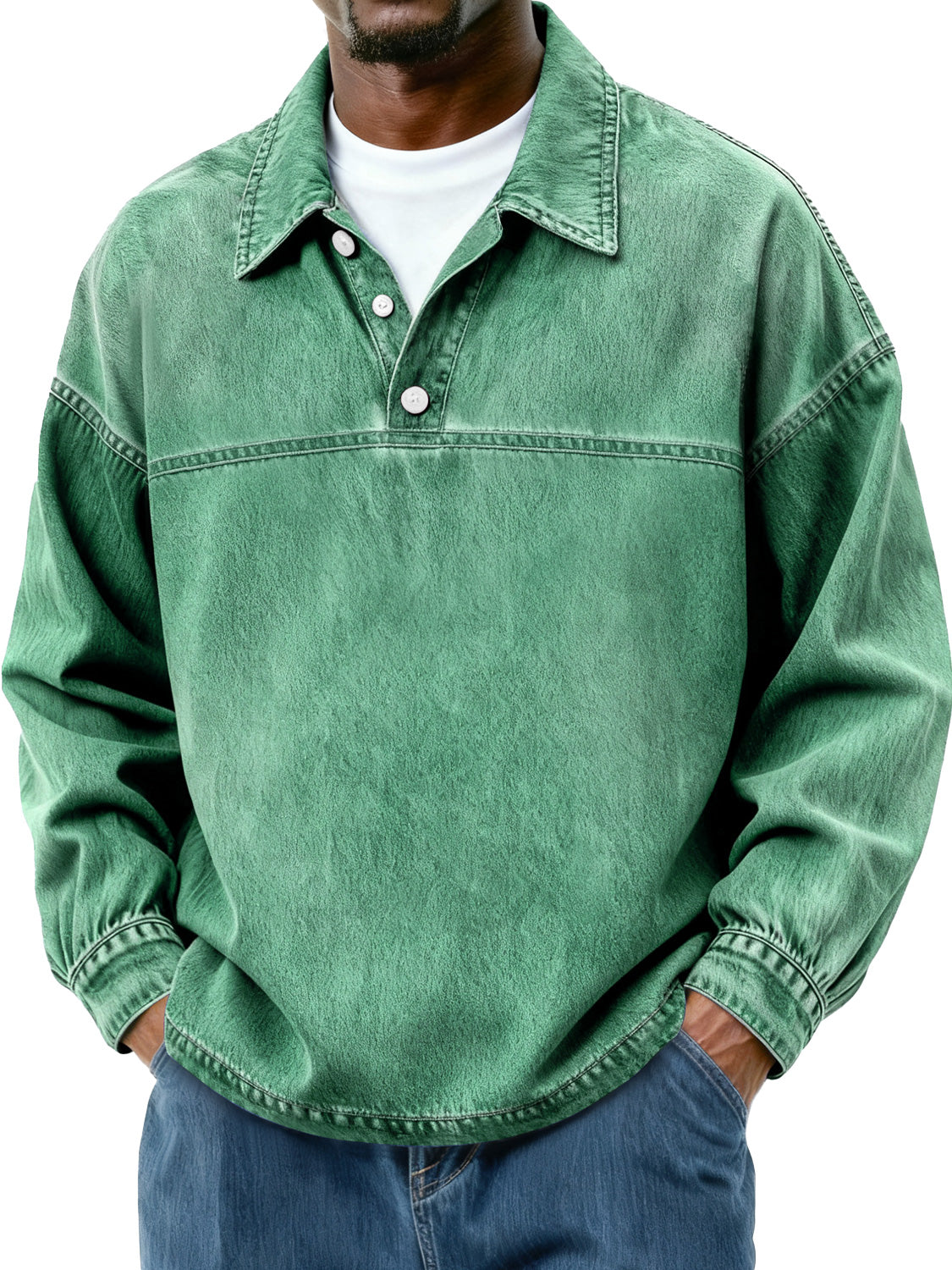 Men's Retro-Inspired Button-Down Polo Shirt