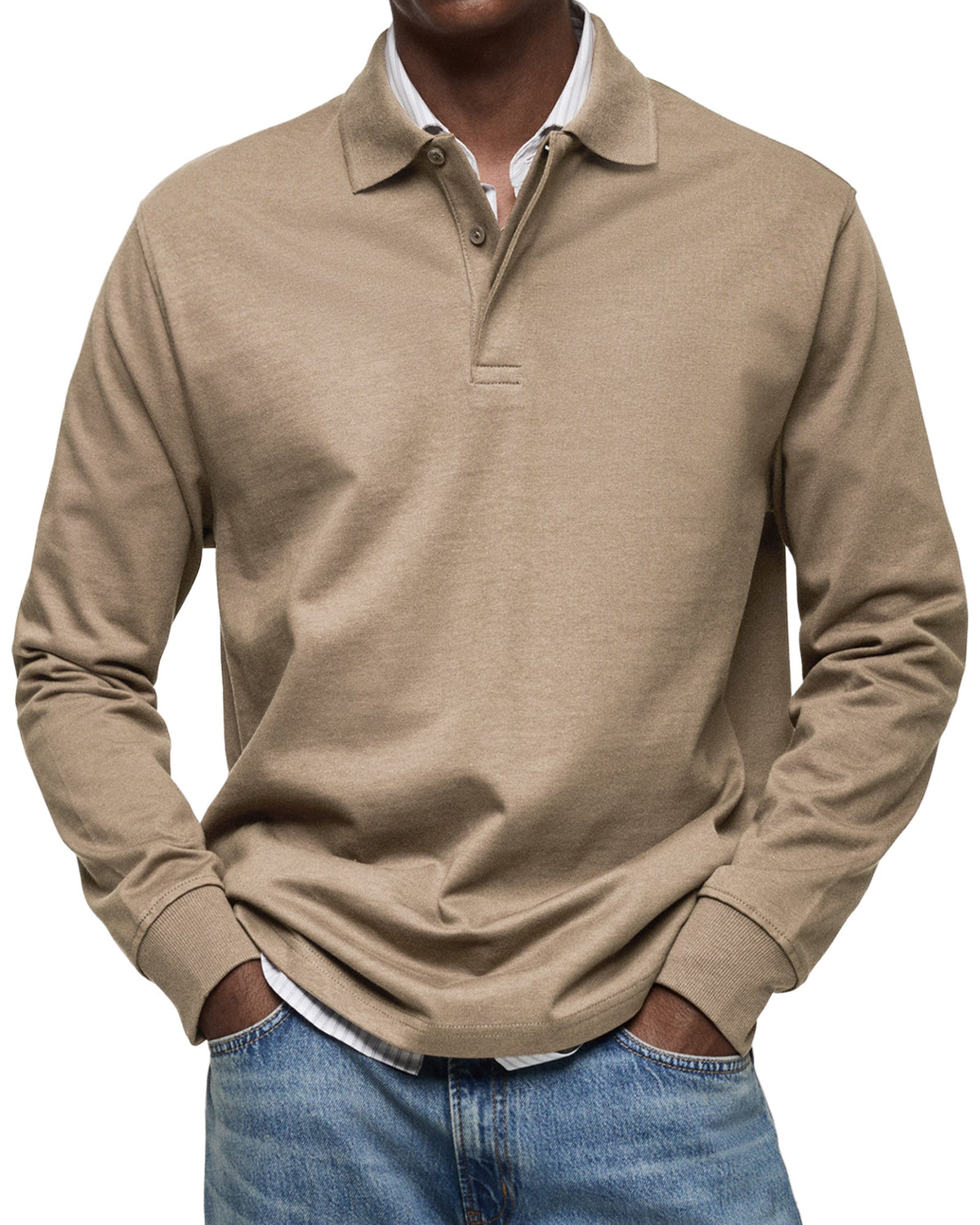 Men's Long-Sleeve Casual Polo Shirt