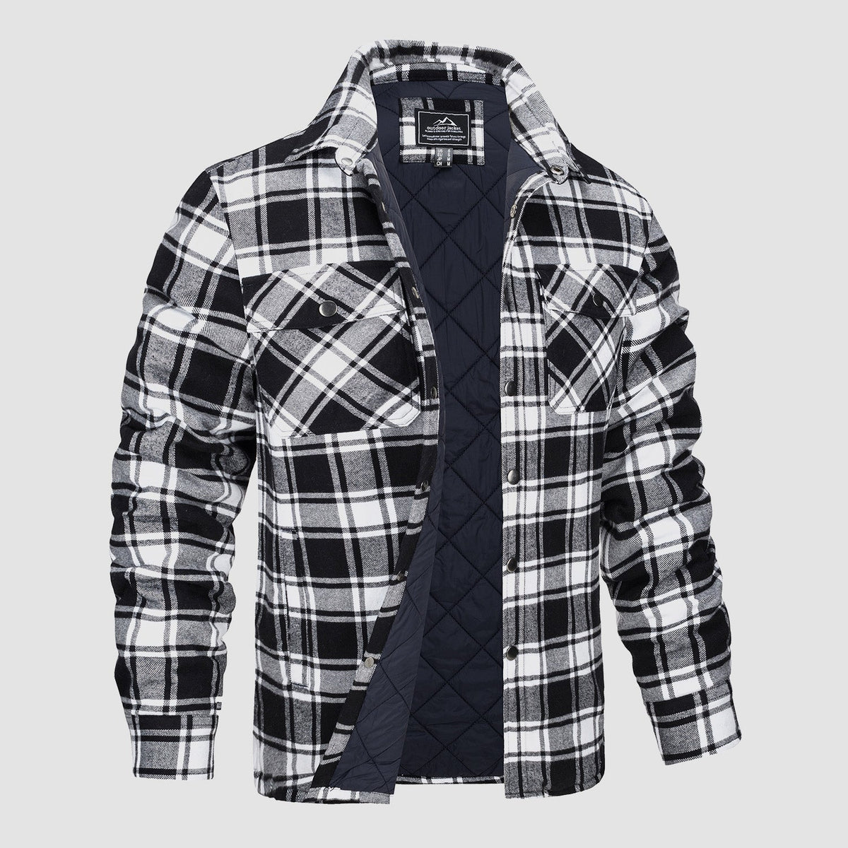 Douglas™ | Quilt-Lined Plaid Flannel Bomber Jacket