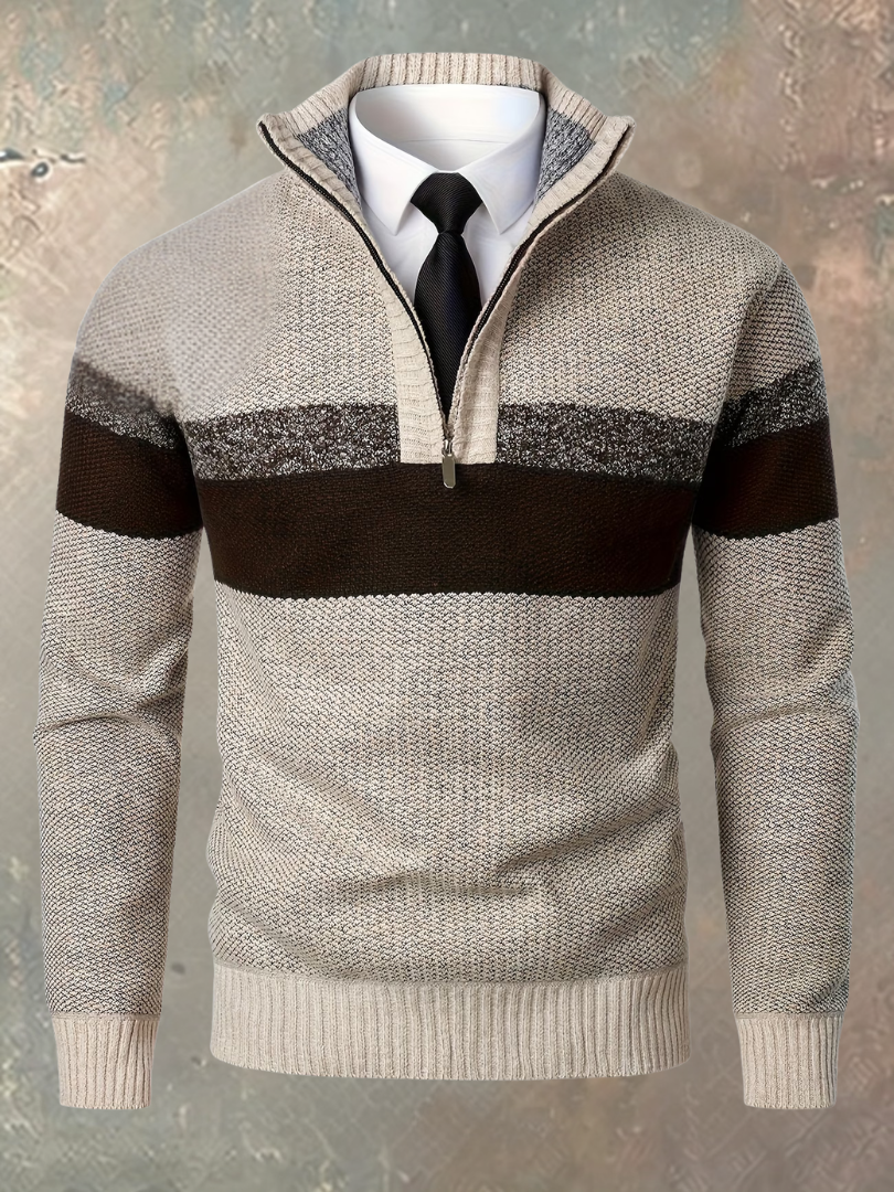 Chandail pour homme à demi-glissière et à blocs de couleurs