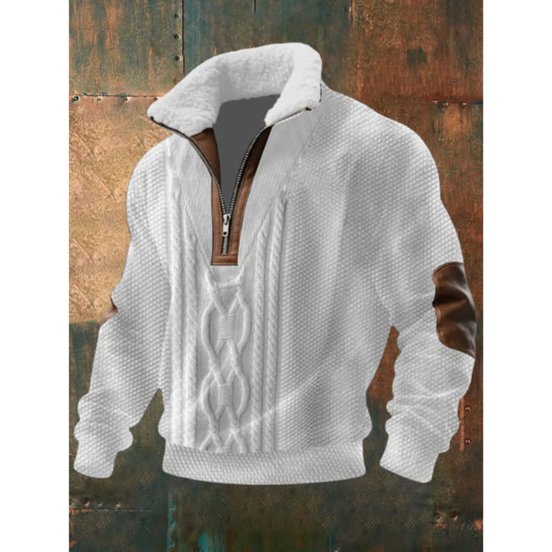 Men's Fleece Zip-Up Mock Neck Sweater