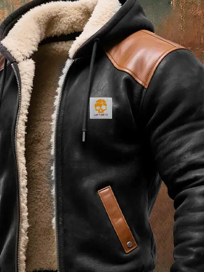 Manteau d'hiver pour homme avec détails en cuir