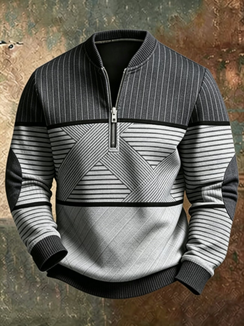 Chandail à demi-glissière géométrique pour homme
