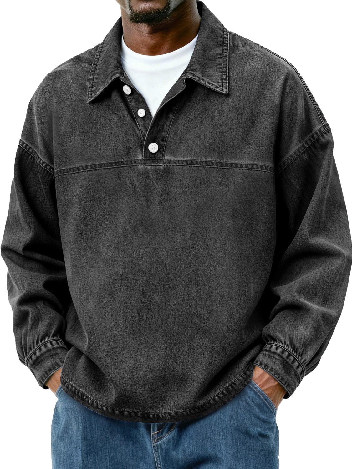 Men's Retro-Inspired Button-Down Polo Shirt
