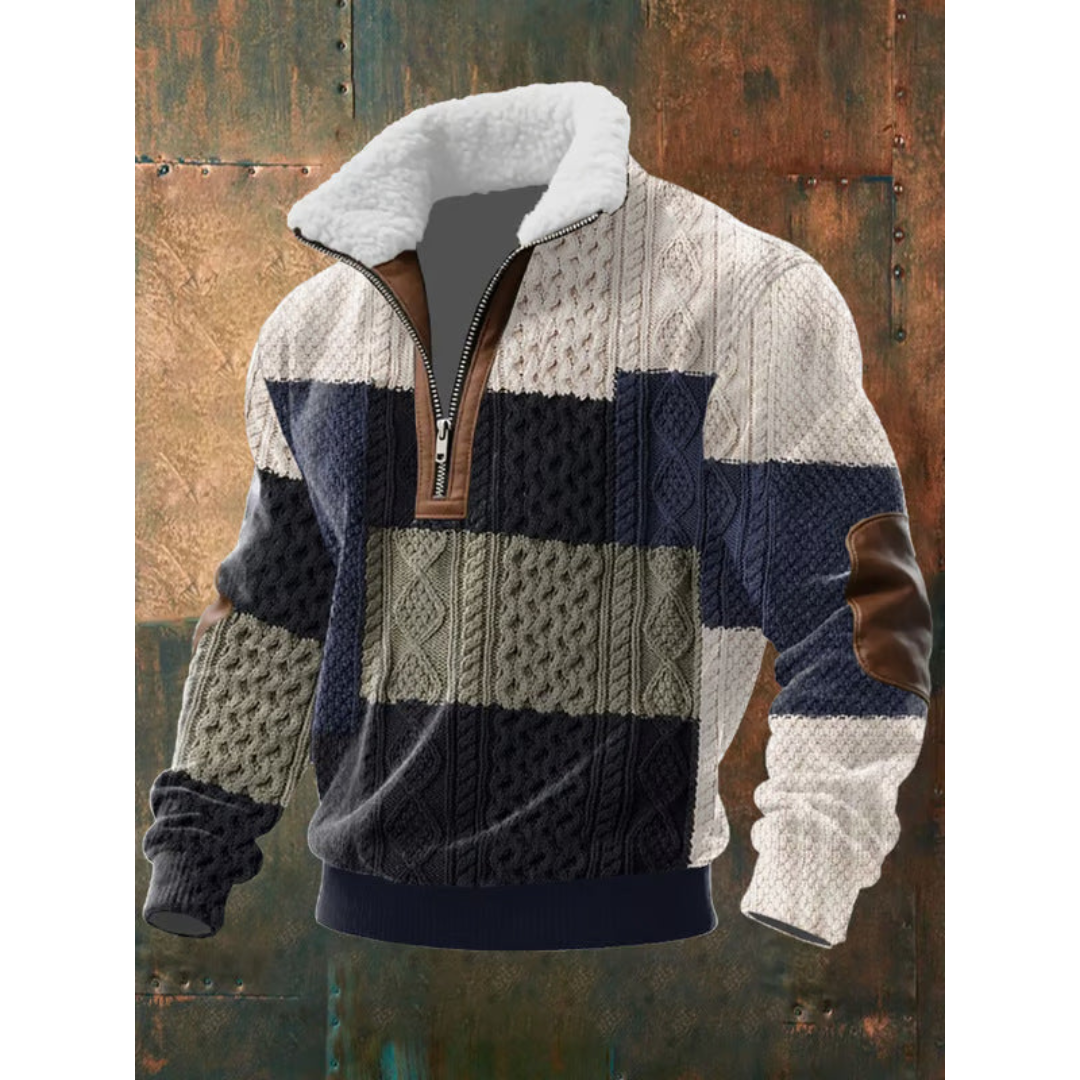 Men's Fleece Zip-Up Mock Neck Sweater