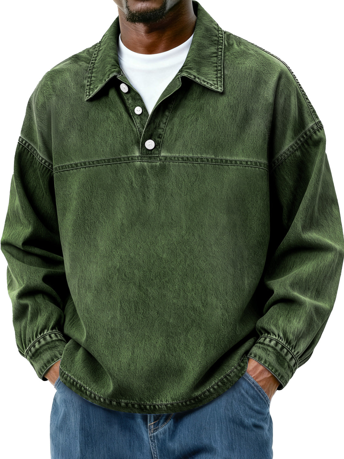 Men's Retro-Inspired Button-Down Polo Shirt