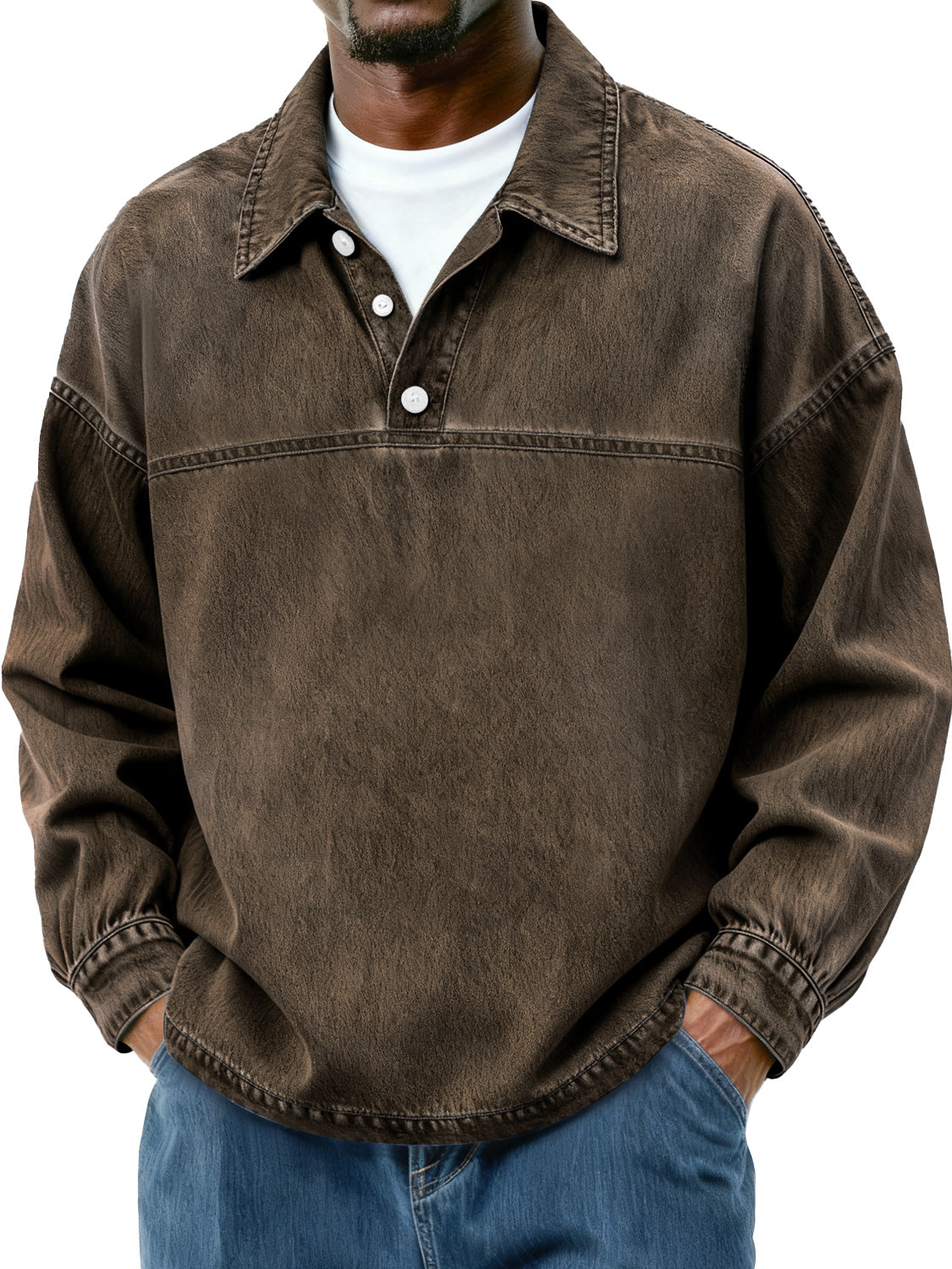 Men's Retro-Inspired Button-Down Polo Shirt