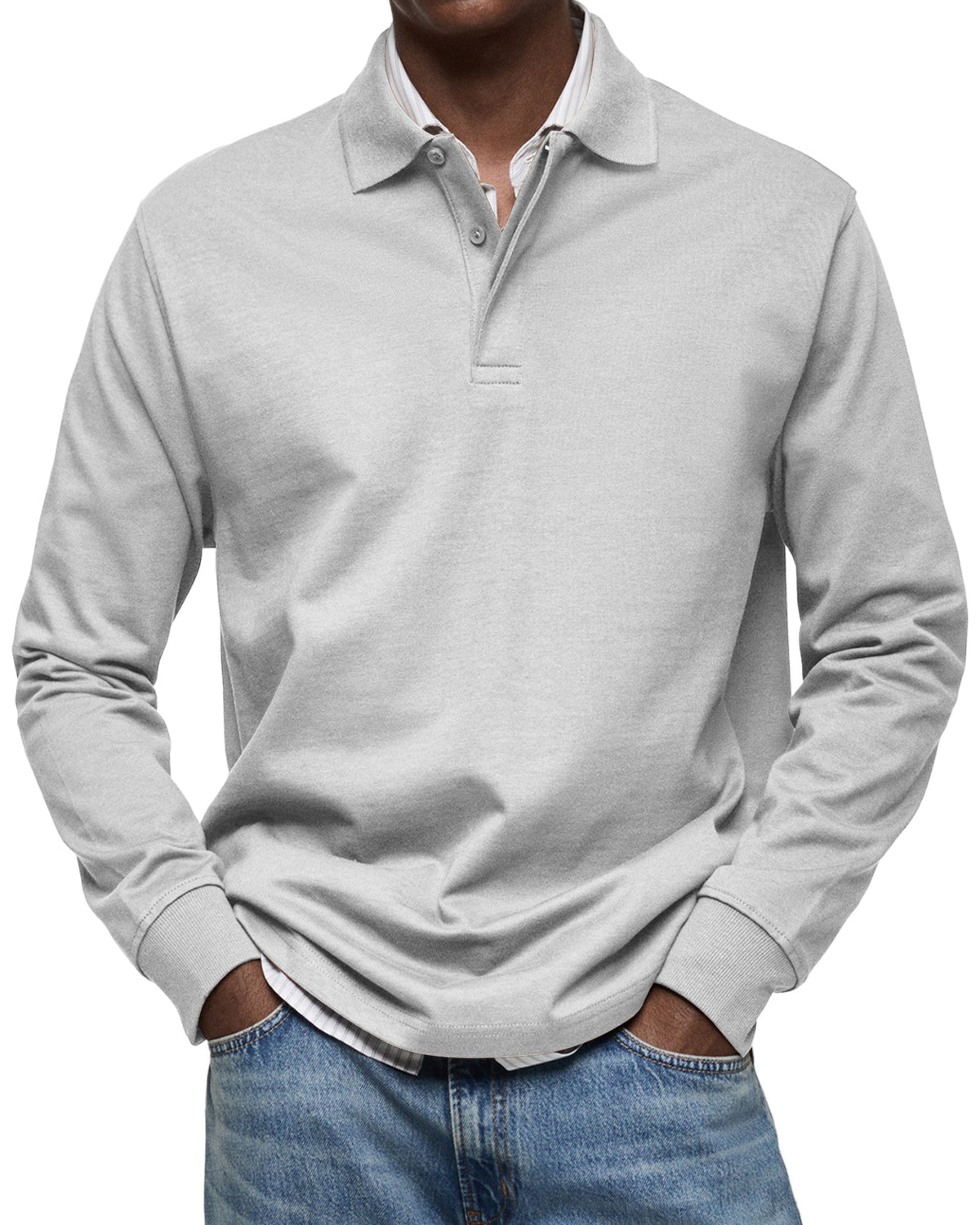 Men's Long-Sleeve Casual Polo Shirt
