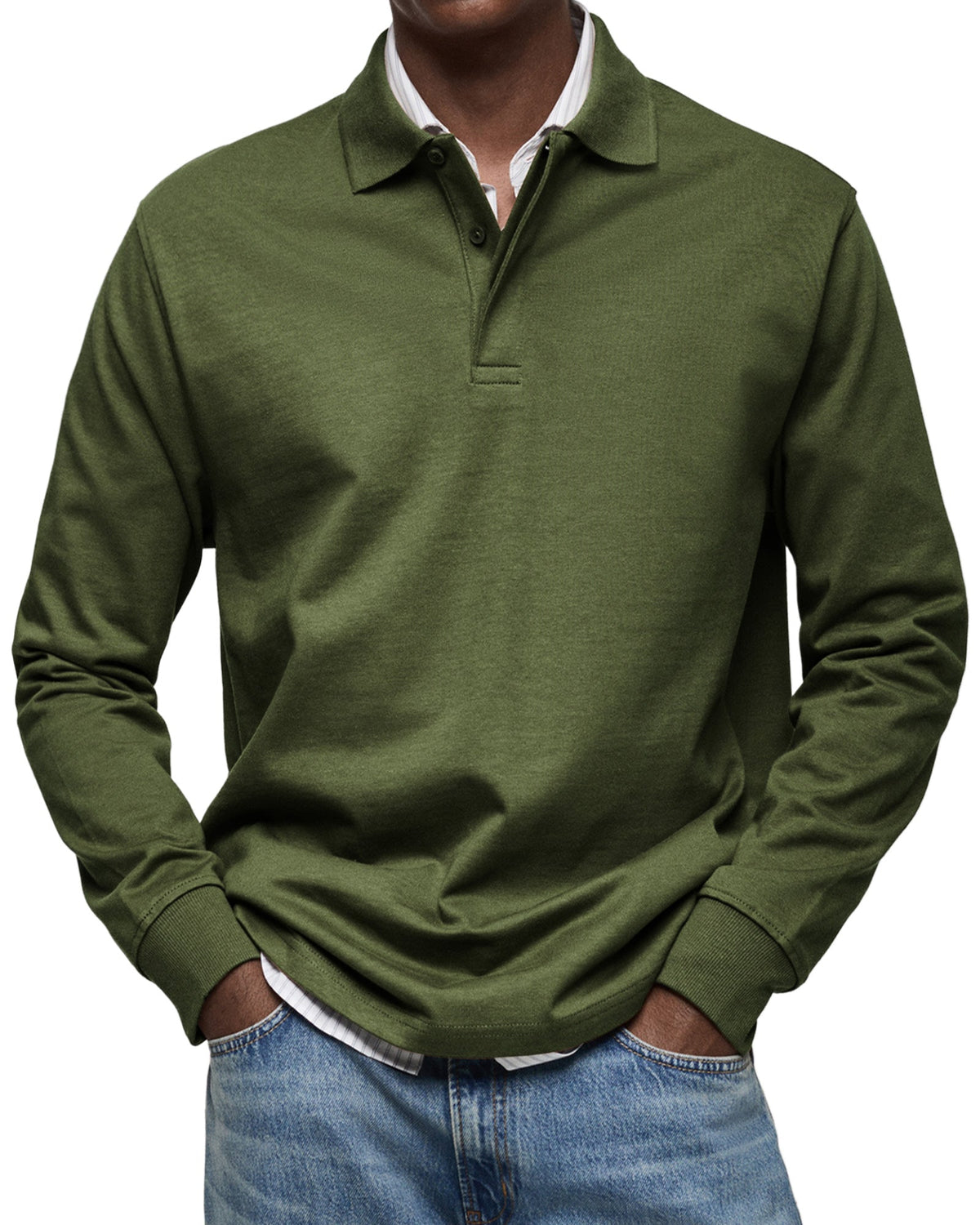 Men's Long-Sleeve Casual Polo Shirt