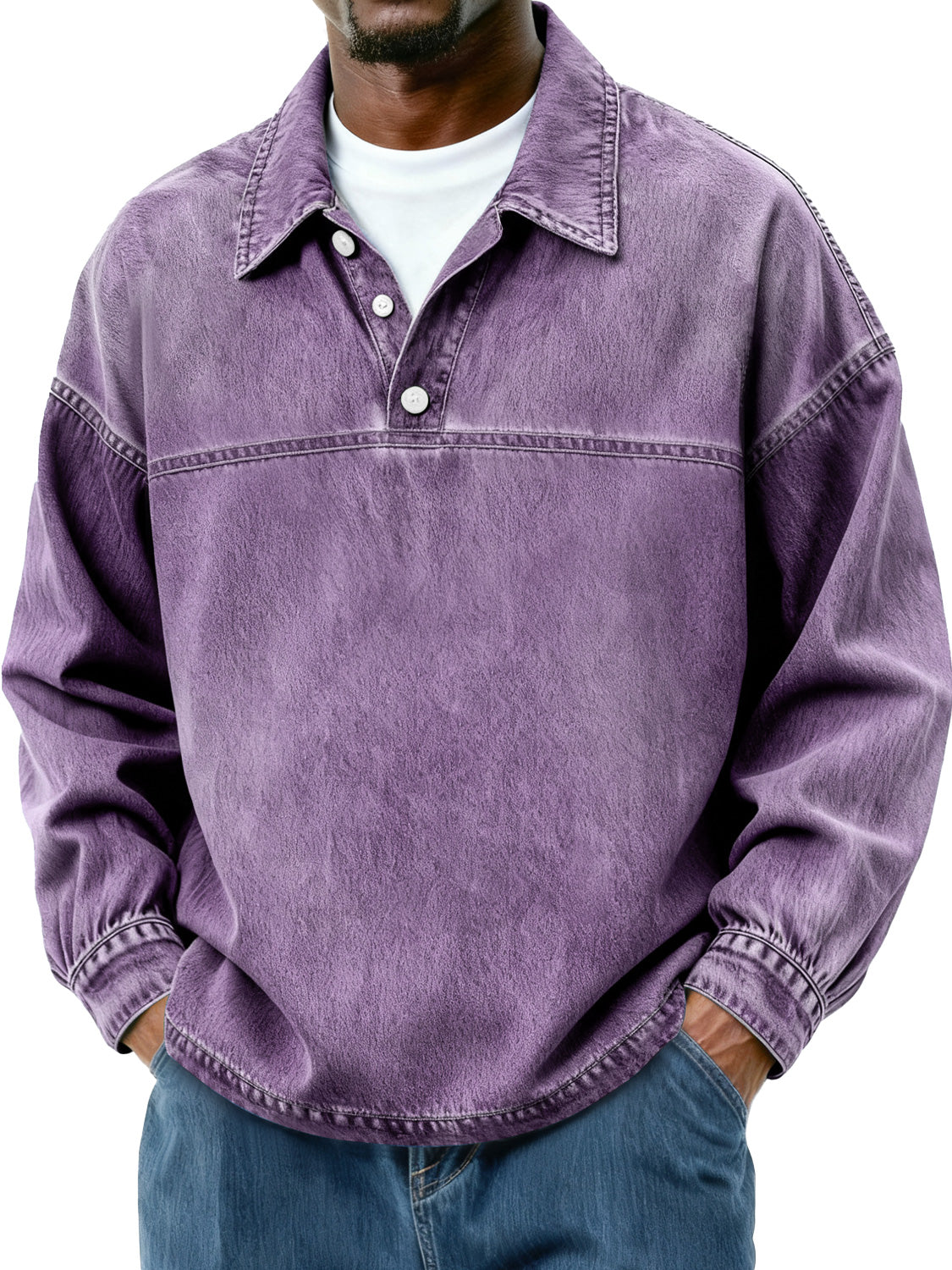 Men's Retro-Inspired Button-Down Polo Shirt