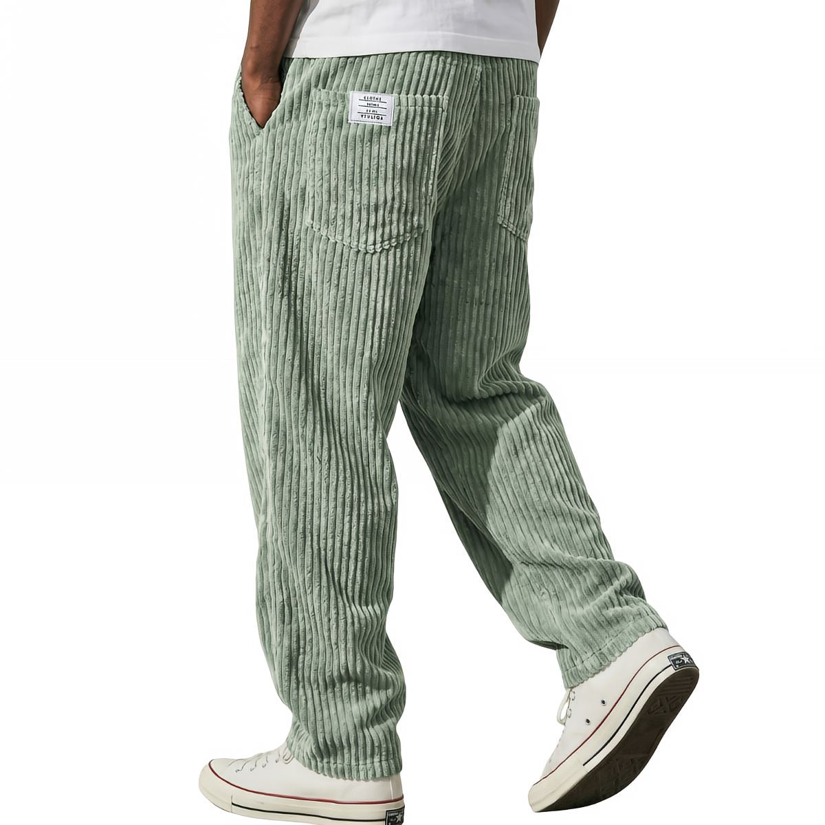 Pantalon pour hommes en velours côtelé à taille élastique