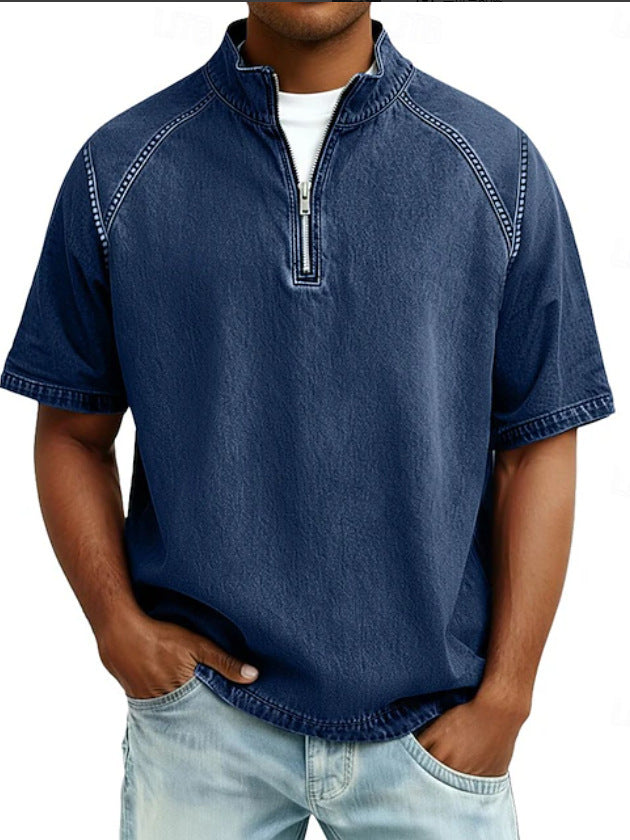 Men's Vintage Washed Zipper Shirt