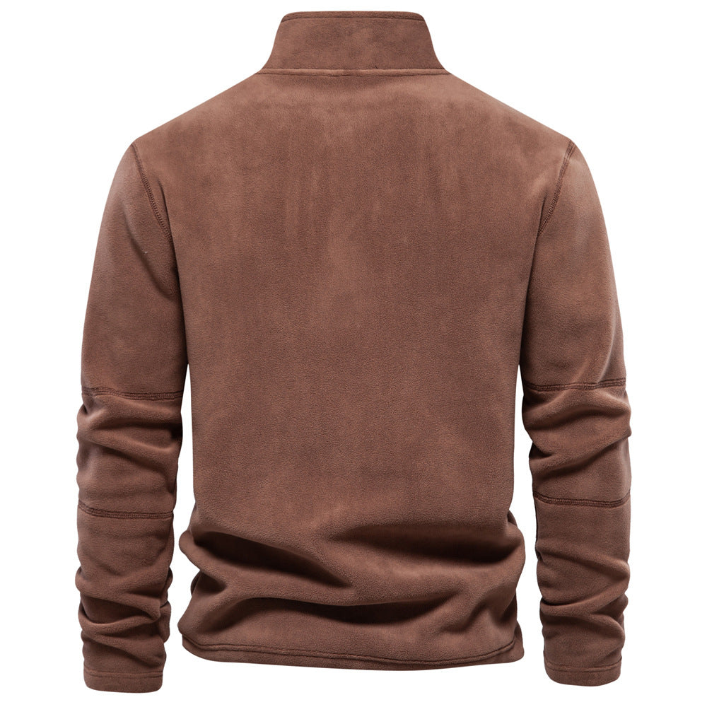 Men's Fleece Quarter-Zip Mock Neck Sweater