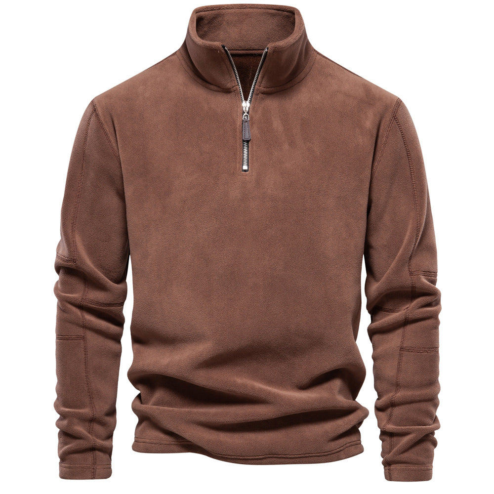 Men's Fleece Quarter-Zip Mock Neck Sweater