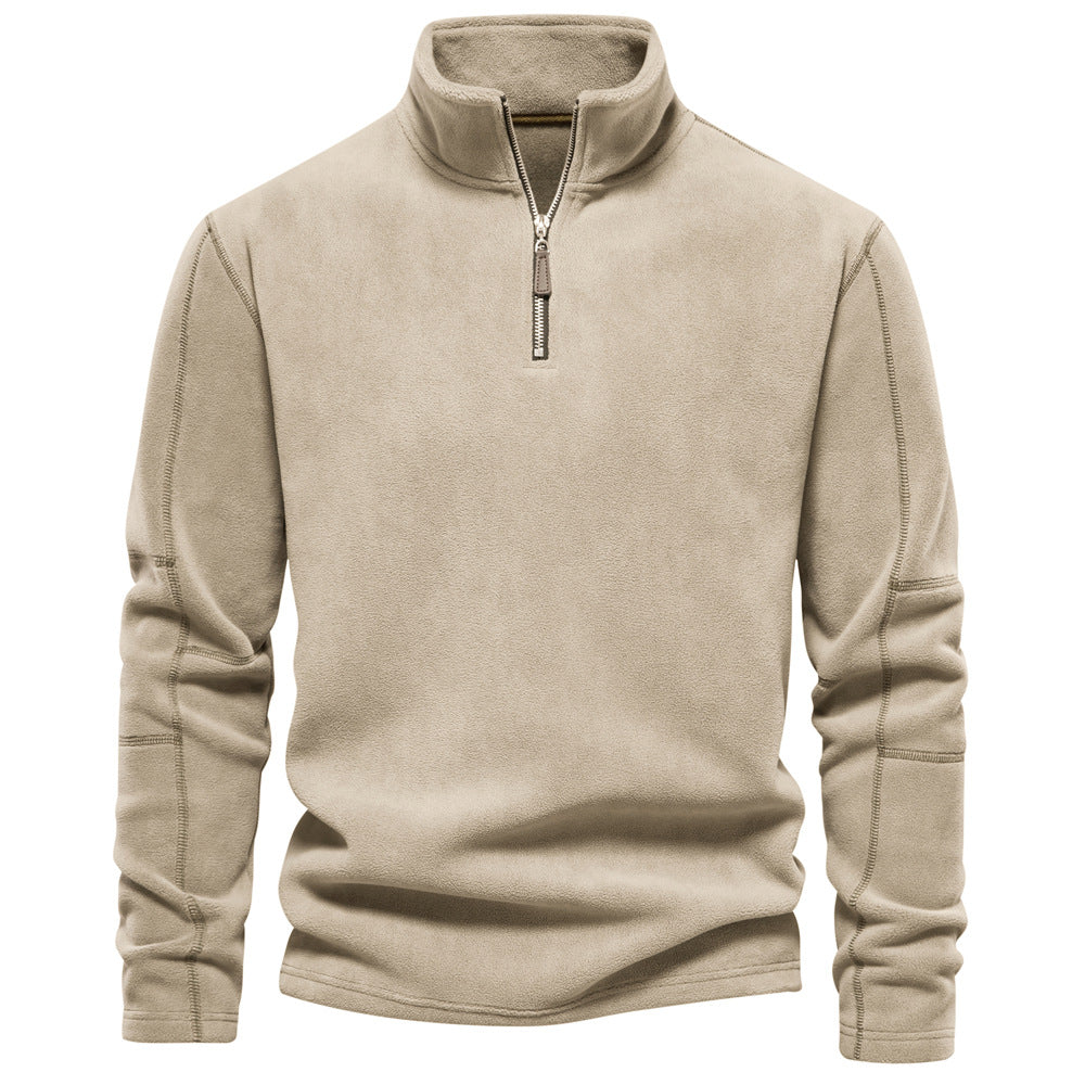 Men's Fleece Quarter-Zip Mock Neck Sweater