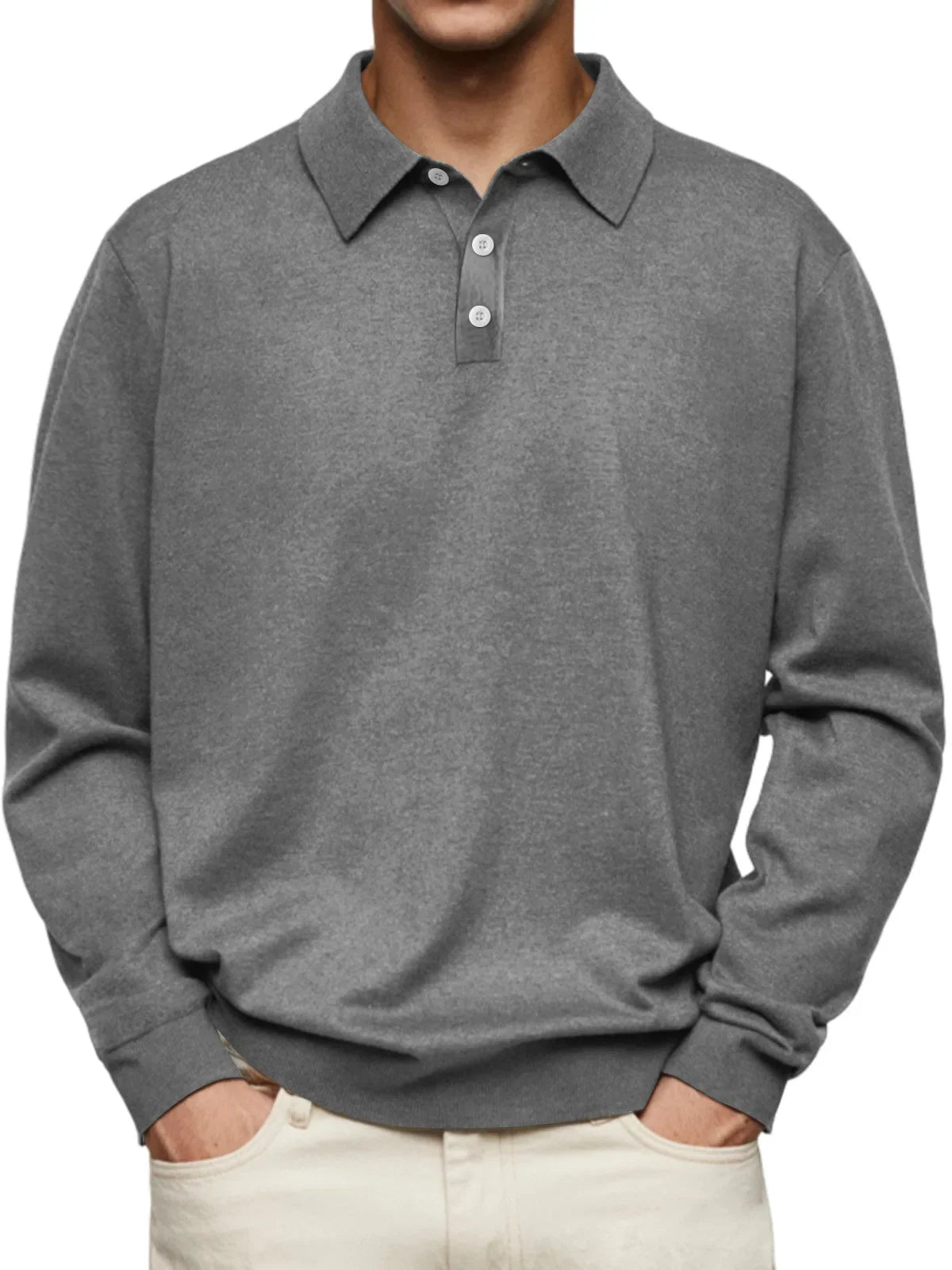 Men's Casual Long-Sleeve Polo Shirt