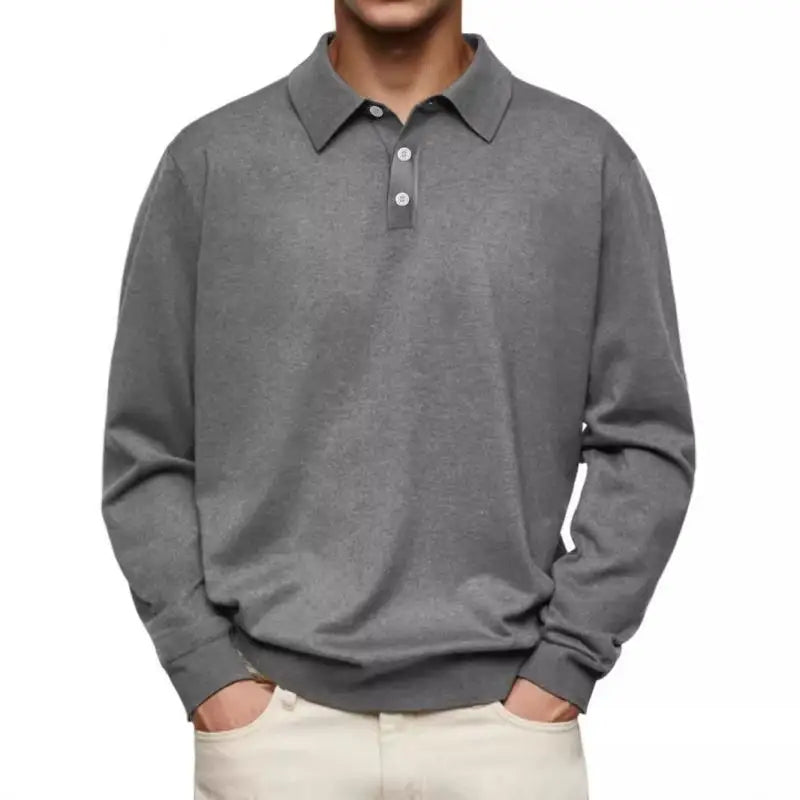 Men's Casual Long-Sleeve Polo Shirt