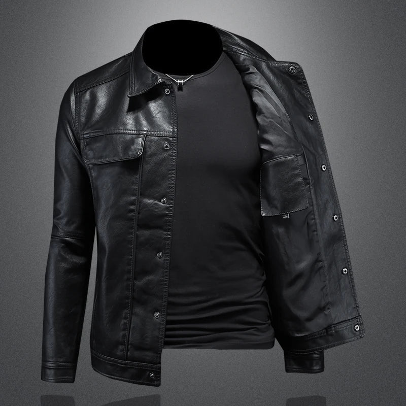 Blouson de motard en cuir classique pour homme