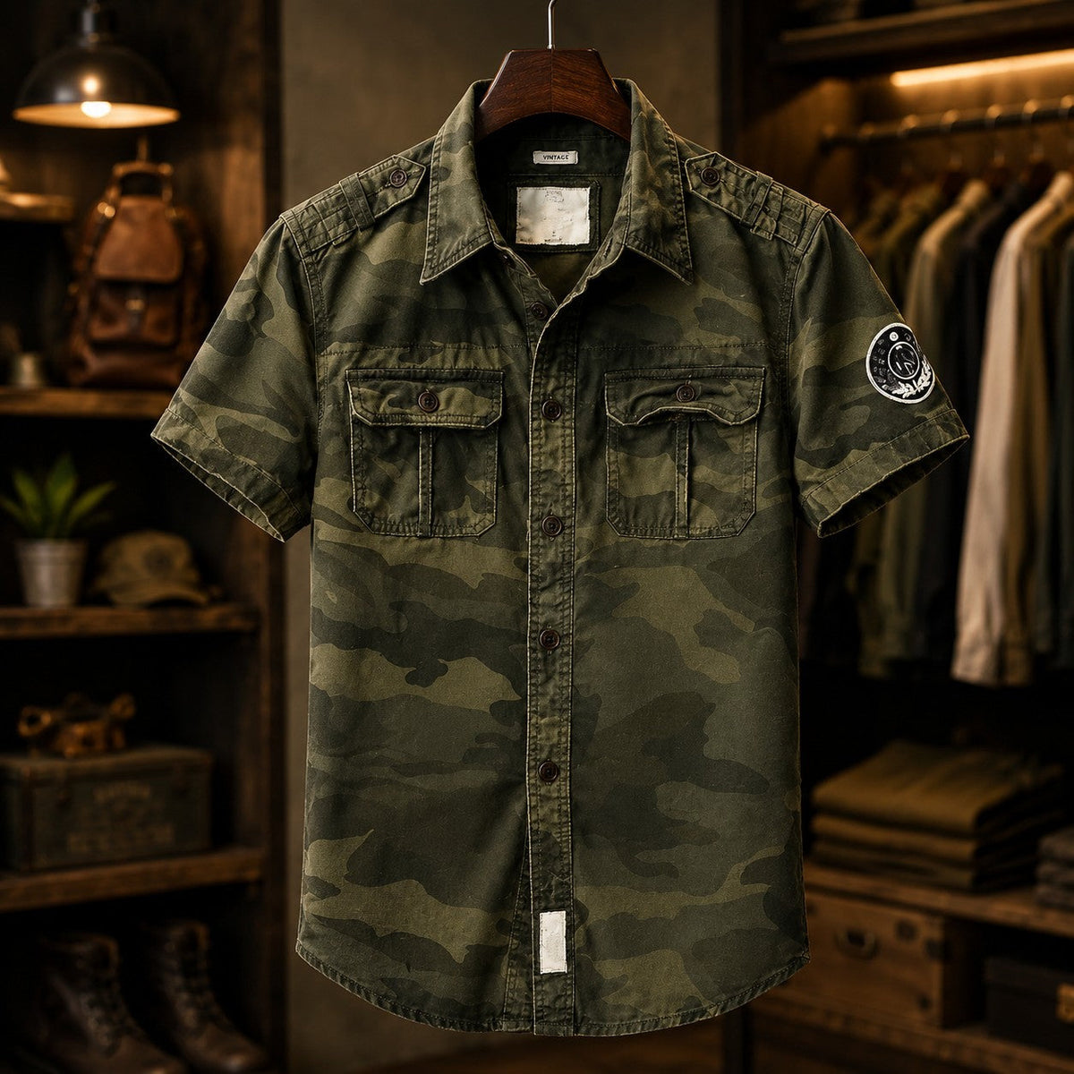 Short Sleeve Camo Utility Shirt